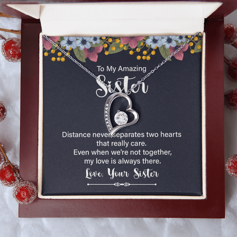 Forever Love Necklace:To My Amazing Sister Distance Never Separates