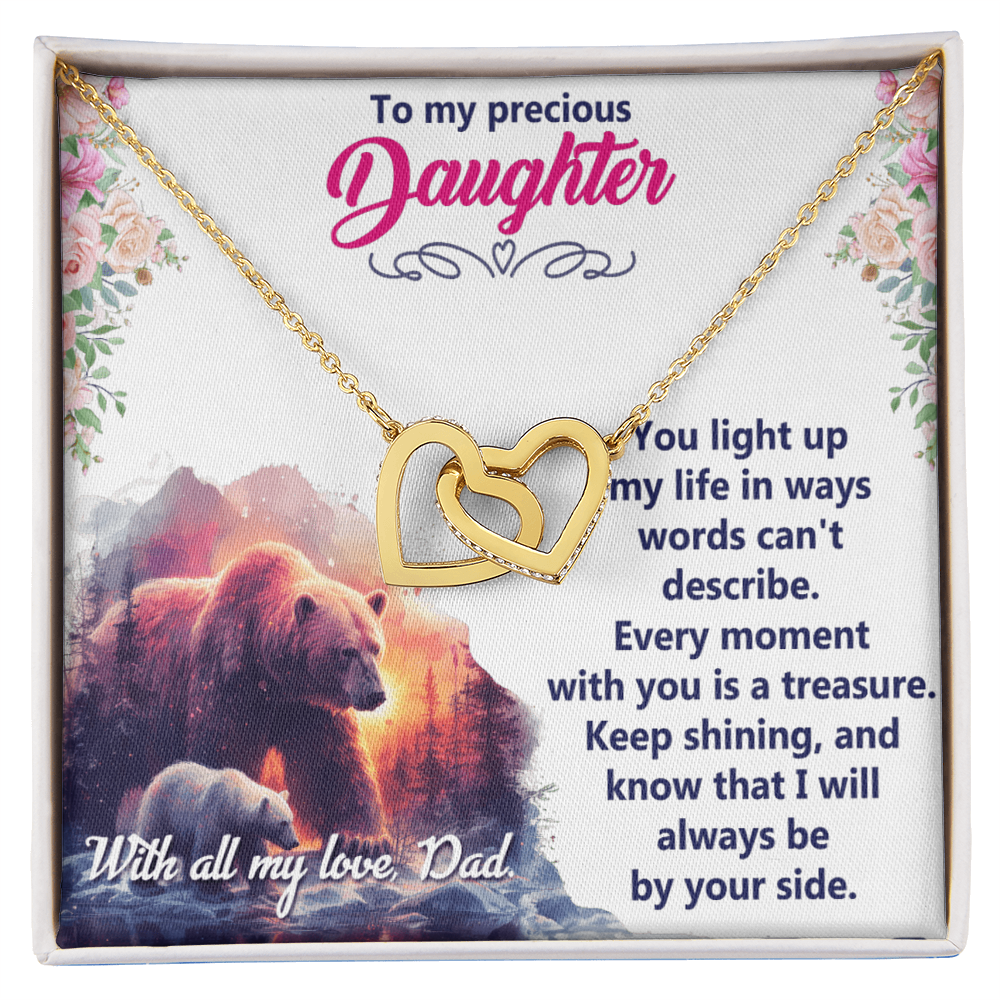 Interlocking Hearts Necklace:To My Precious Daughter With All My Love Dad