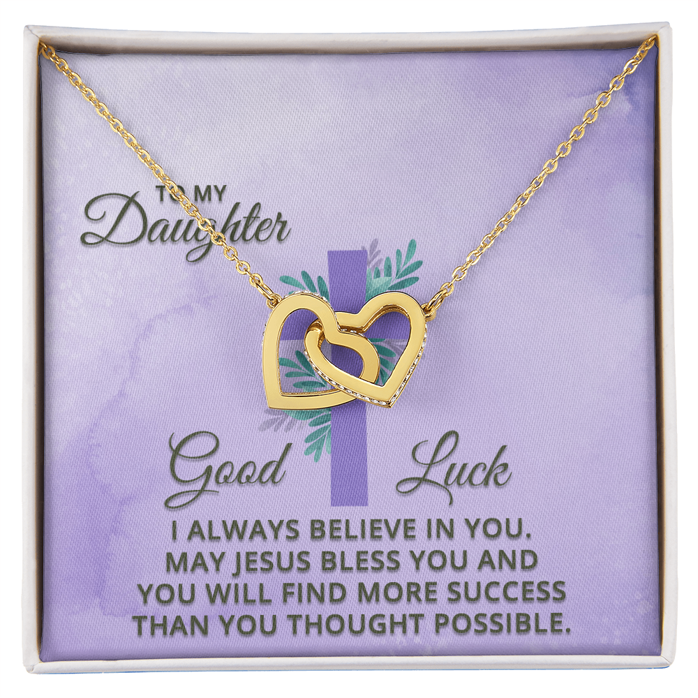Interlocking Hearts Necklace : To MY Daughter May Jesus Bless You