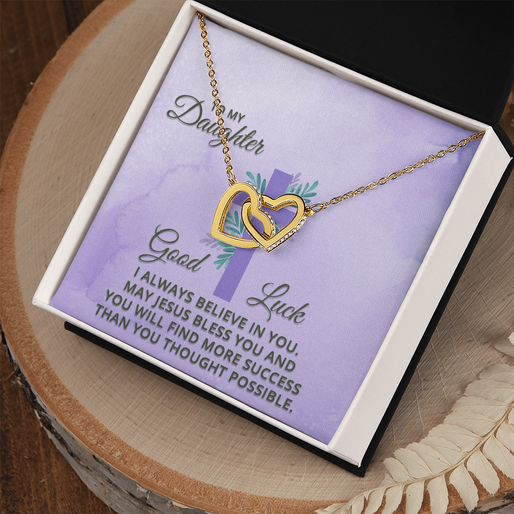 Interlocking Hearts Necklace : To MY Daughter May Jesus Bless You