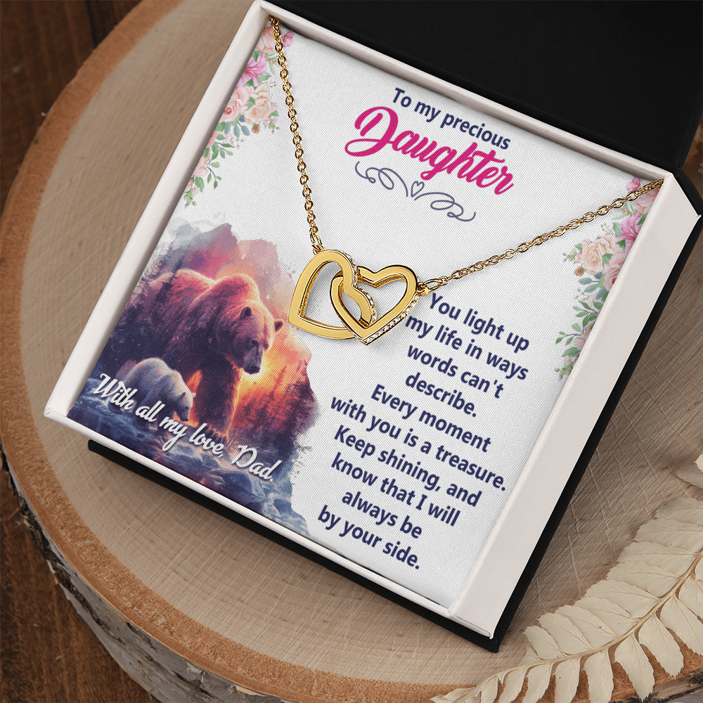 Interlocking Hearts Necklace:To My Precious Daughter With All My Love Dad