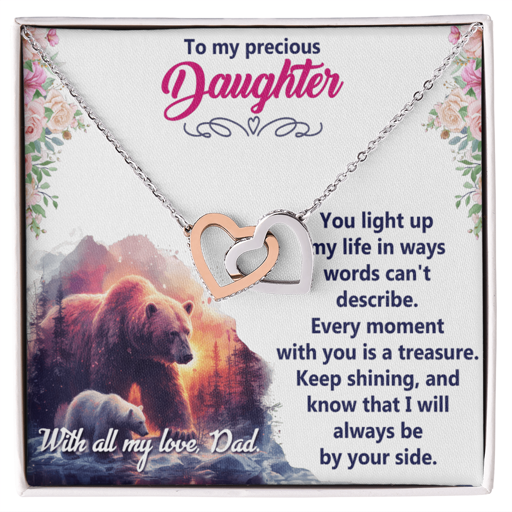 Interlocking Hearts Necklace:To My Precious Daughter With All My Love Dad