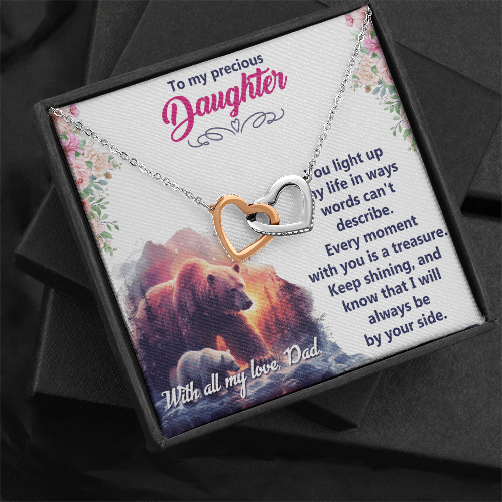 Interlocking Hearts Necklace:To My Precious Daughter With All My Love Dad