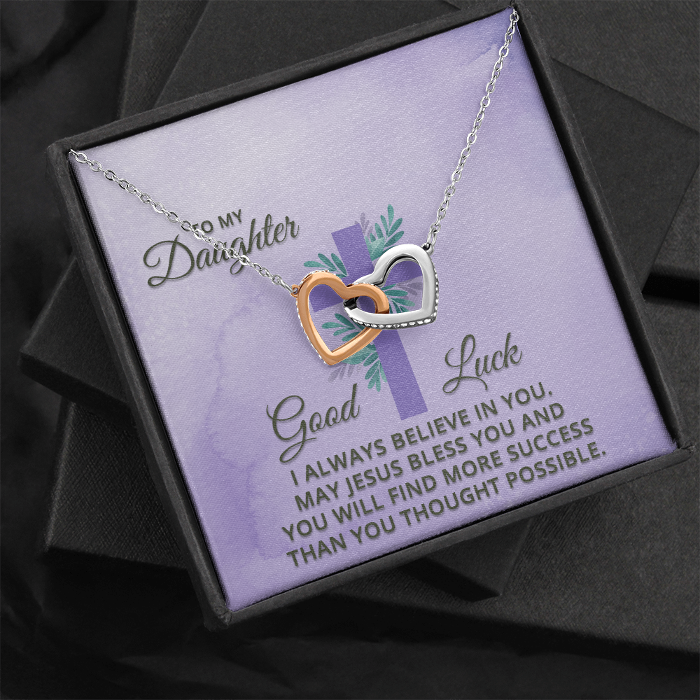 Interlocking Hearts Necklace : To MY Daughter May Jesus Bless You