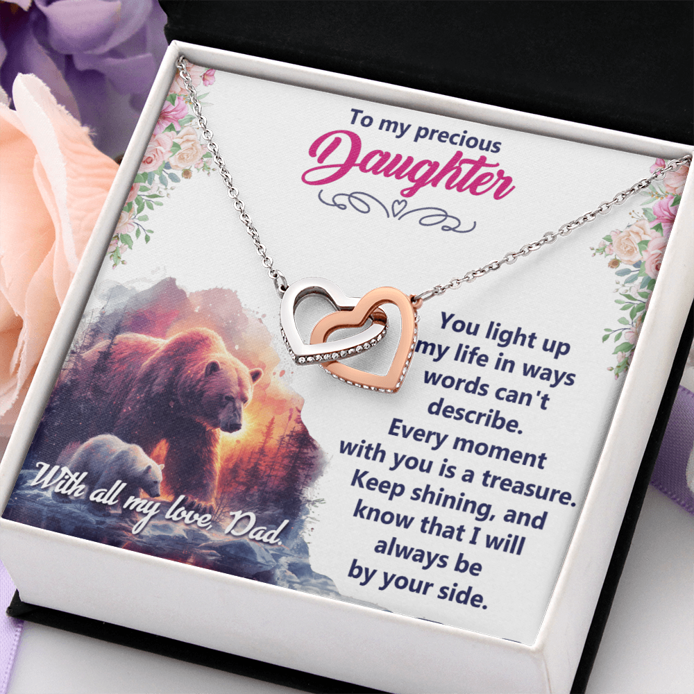 Interlocking Hearts Necklace:To My Precious Daughter With All My Love Dad