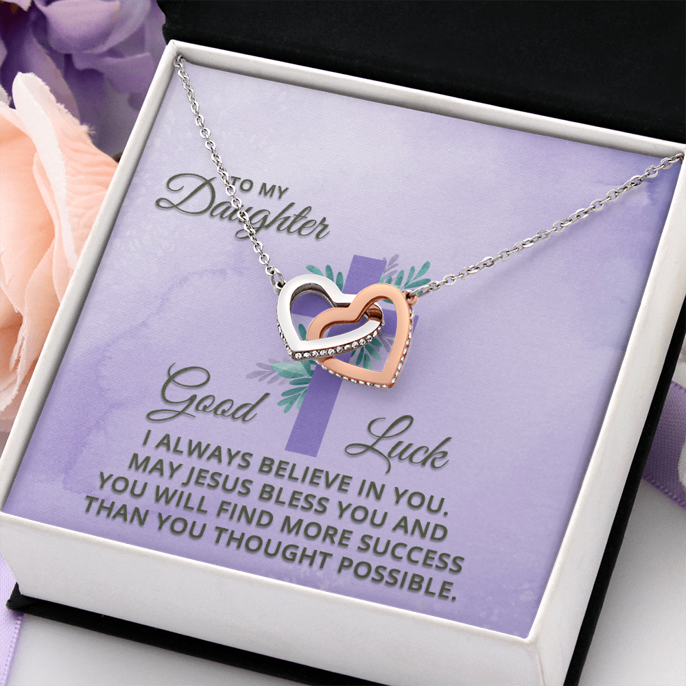 Interlocking Hearts Necklace : To MY Daughter May Jesus Bless You