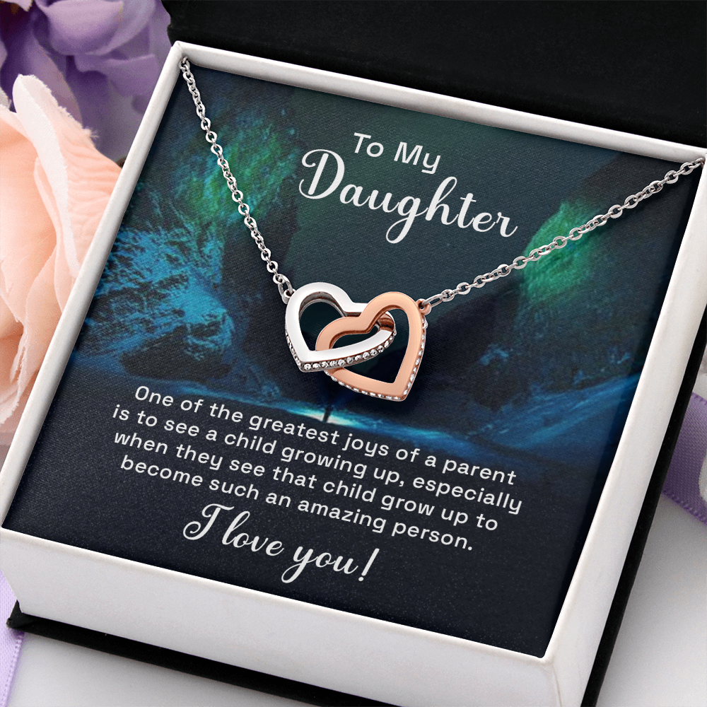 Interlocking Hearts Necklace : To My Daughter I Love You