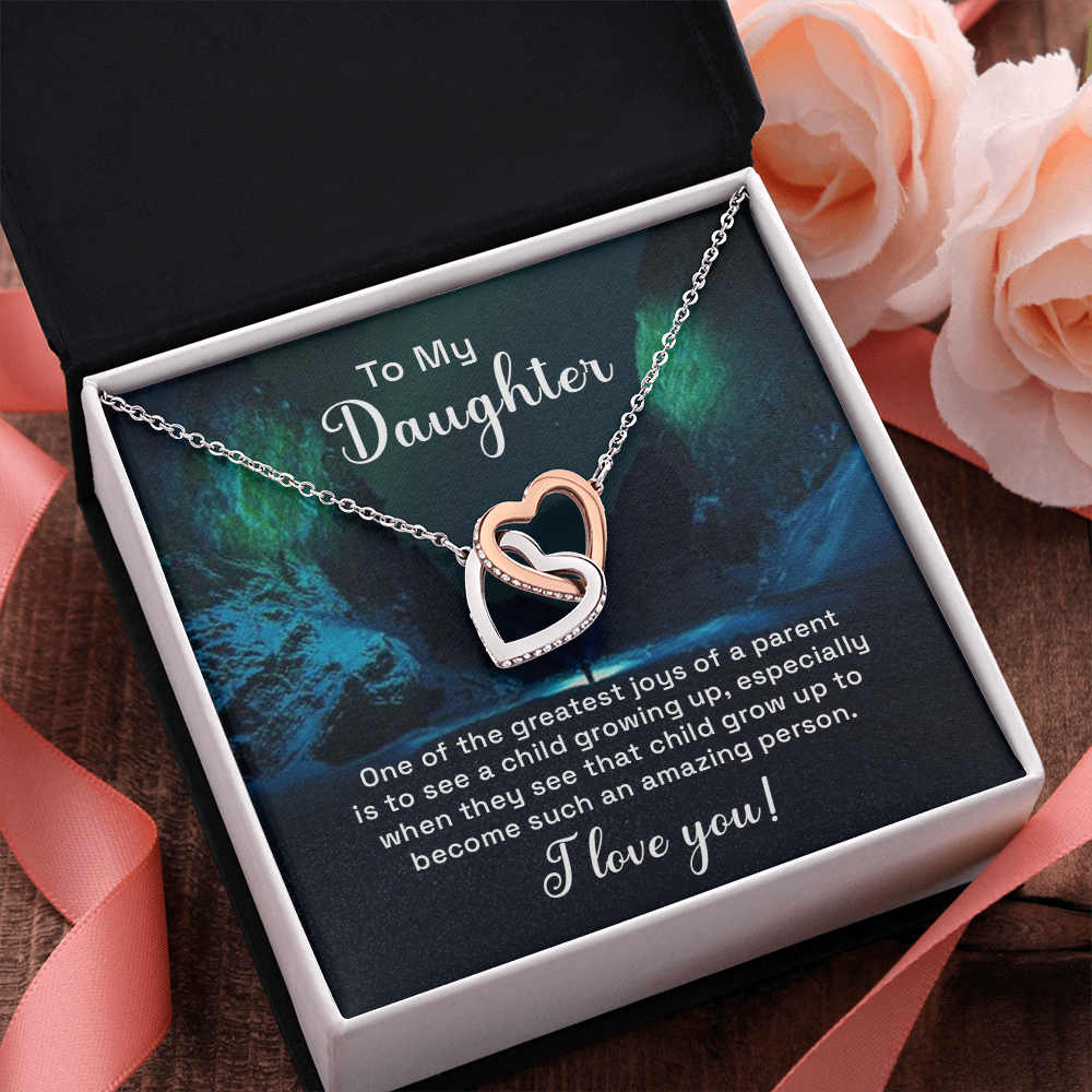 Interlocking Hearts Necklace : To My Daughter I Love You