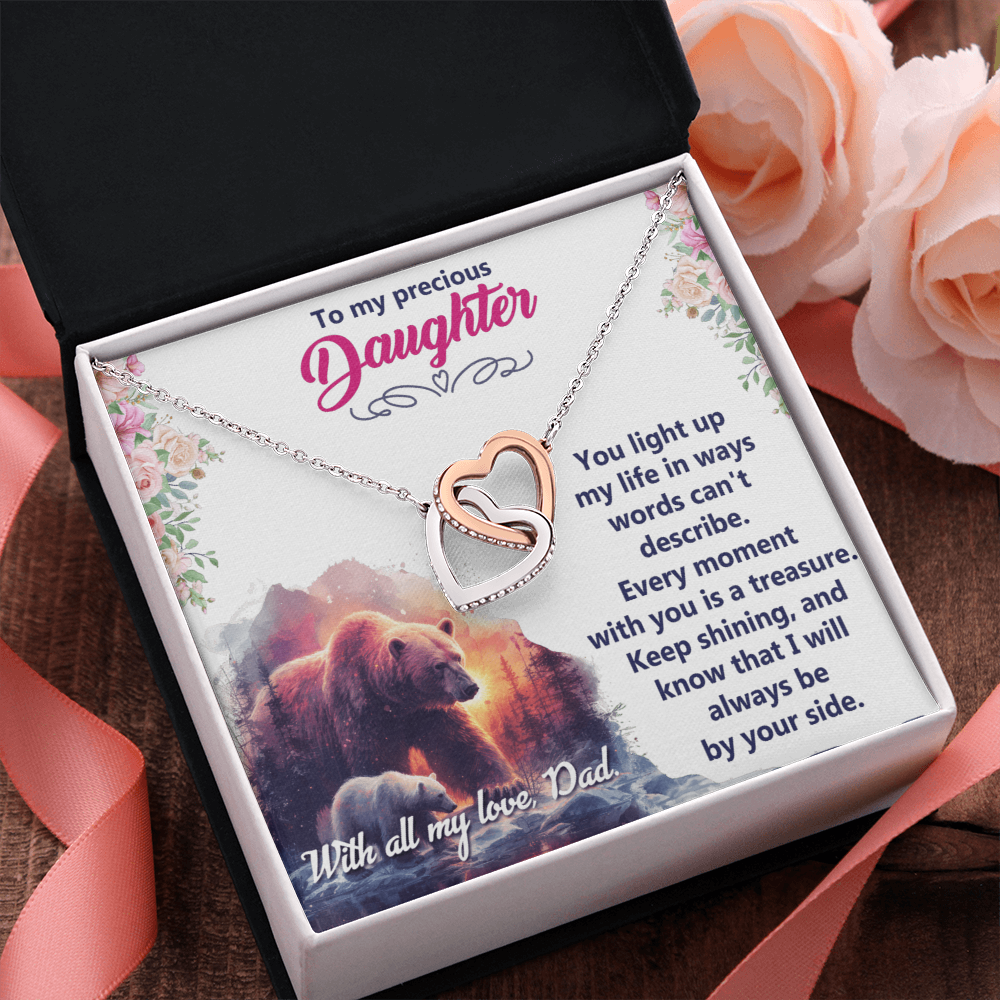 Interlocking Hearts Necklace:To My Precious Daughter With All My Love Dad