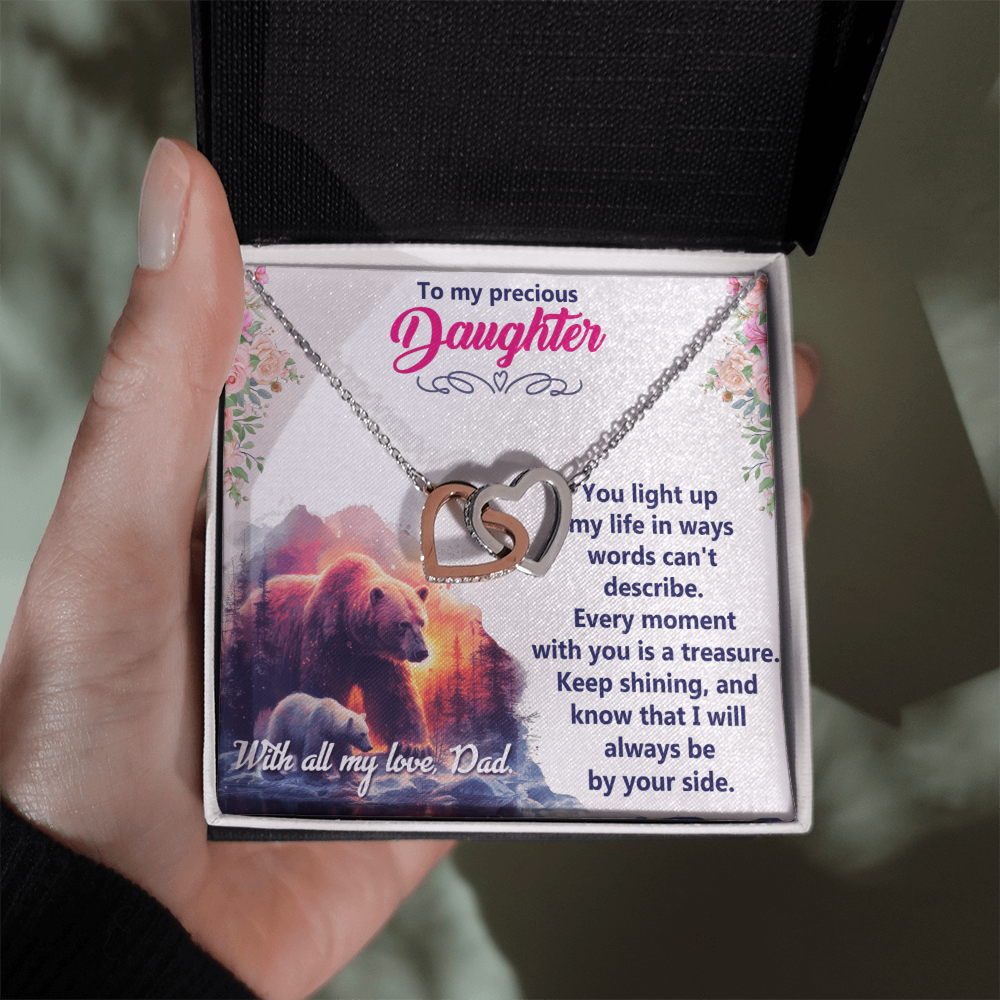 Interlocking Hearts Necklace:To My Precious Daughter With All My Love Dad