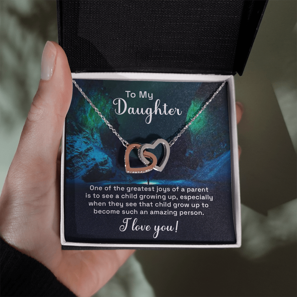 Interlocking Hearts Necklace : To My Daughter I Love You
