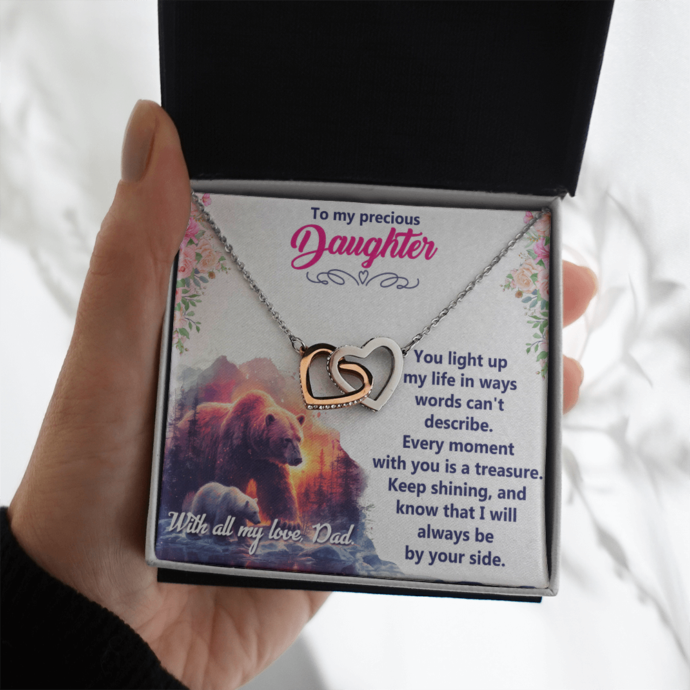Interlocking Hearts Necklace:To My Precious Daughter With All My Love Dad