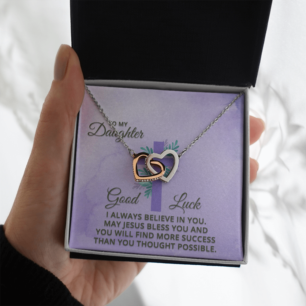 Interlocking Hearts Necklace : To MY Daughter May Jesus Bless You
