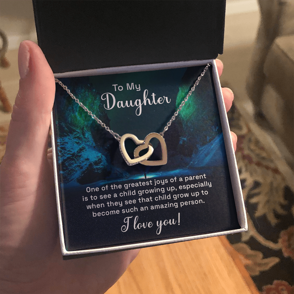 Interlocking Hearts Necklace : To My Daughter I Love You