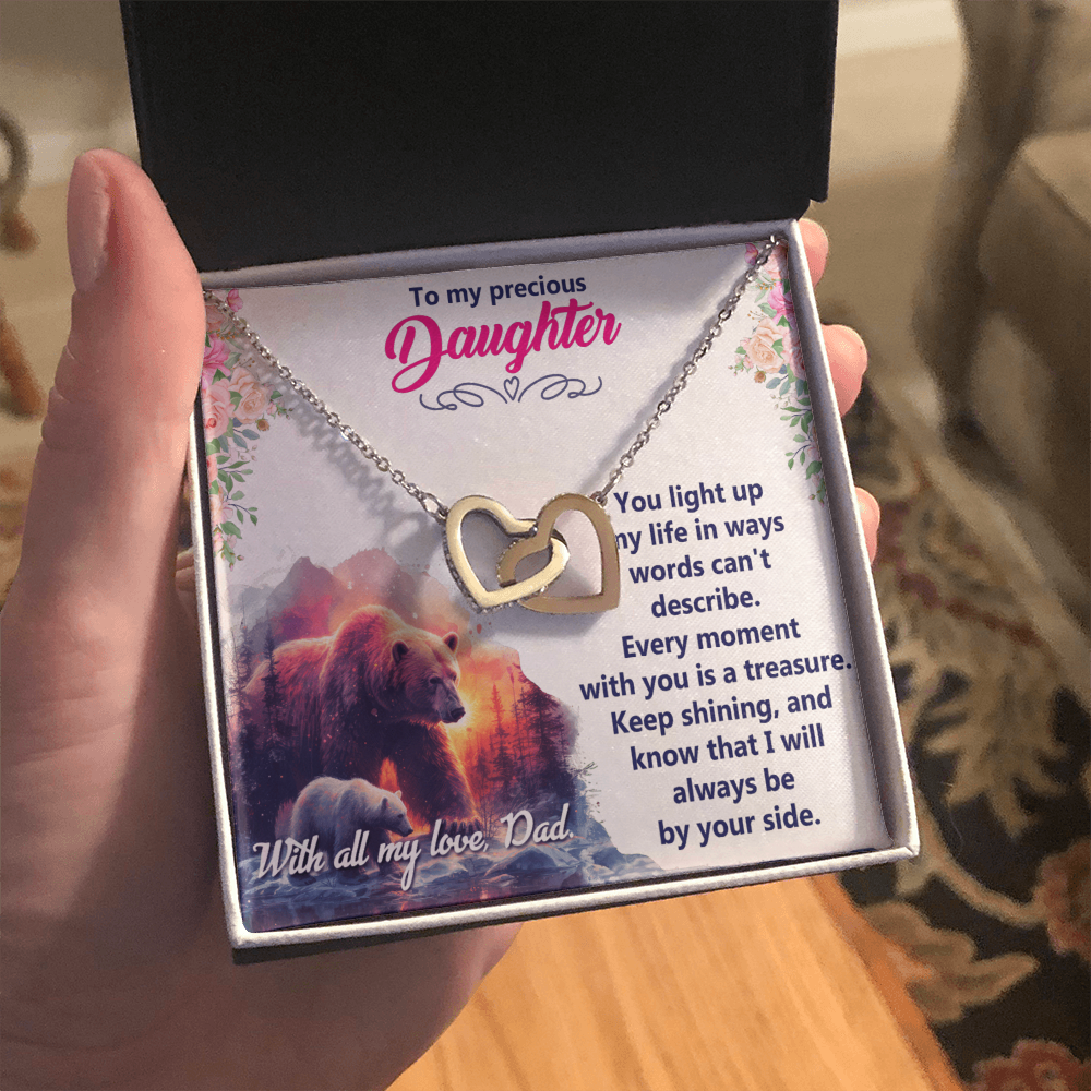 Interlocking Hearts Necklace:To My Precious Daughter With All My Love Dad