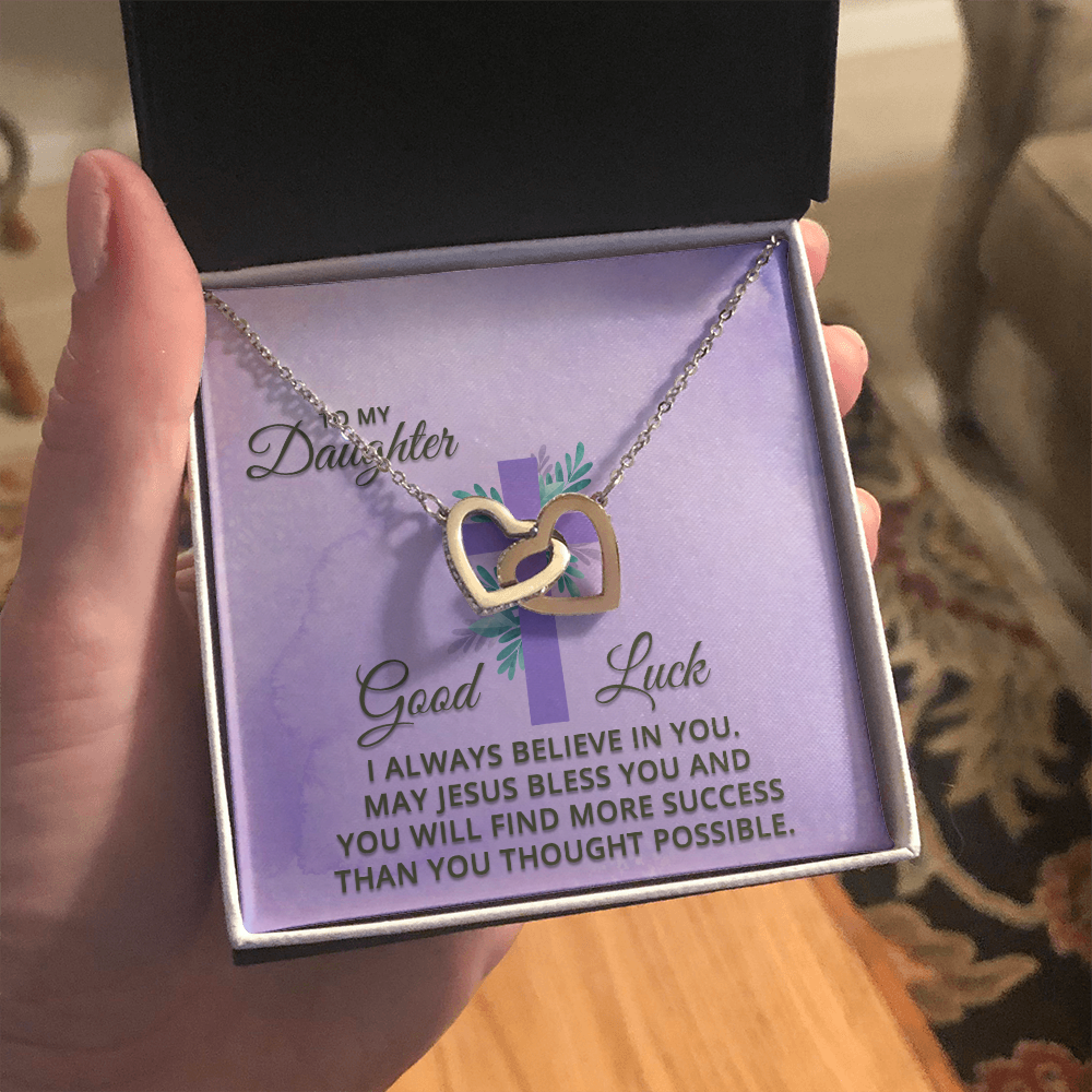 Interlocking Hearts Necklace : To MY Daughter May Jesus Bless You