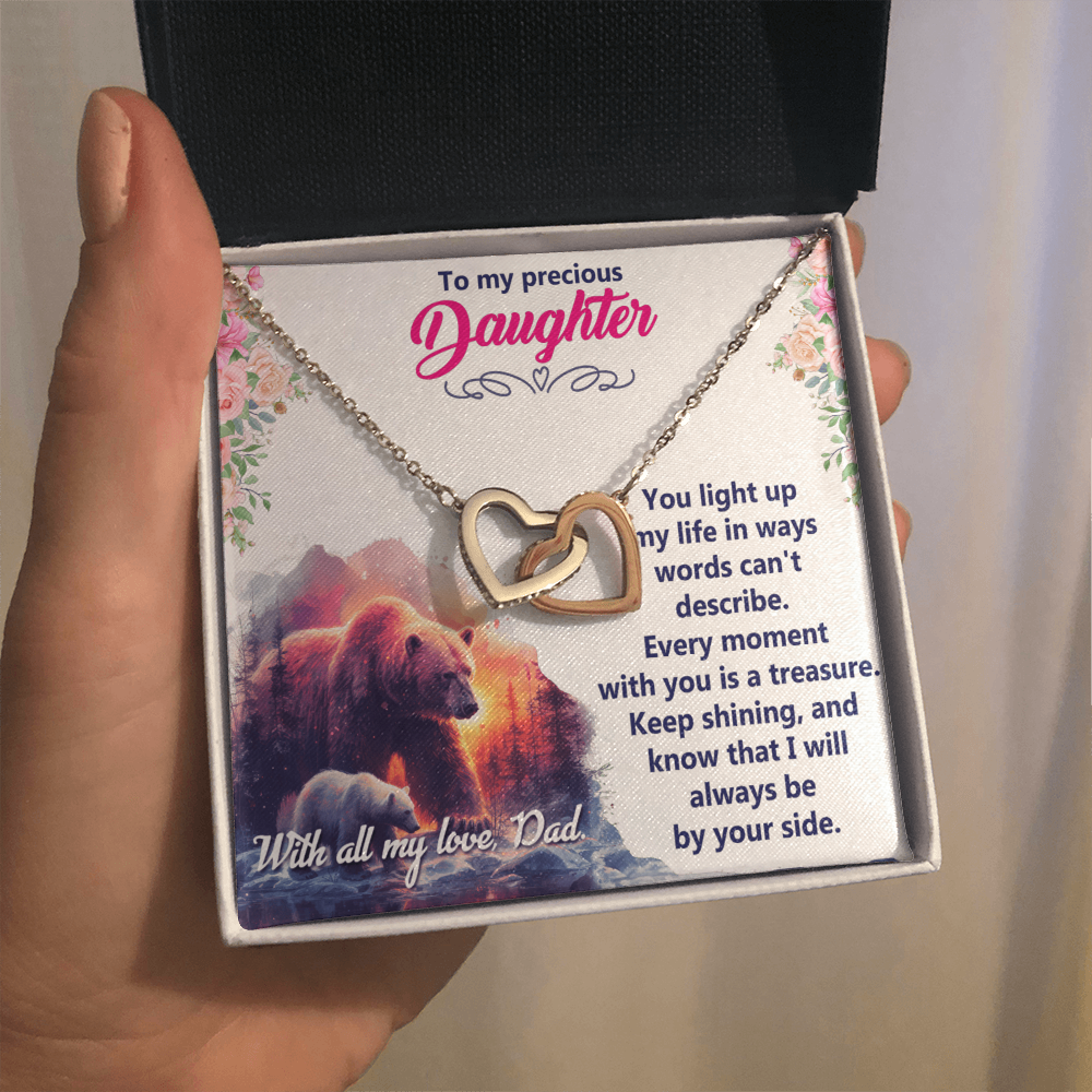 Interlocking Hearts Necklace:To My Precious Daughter With All My Love Dad