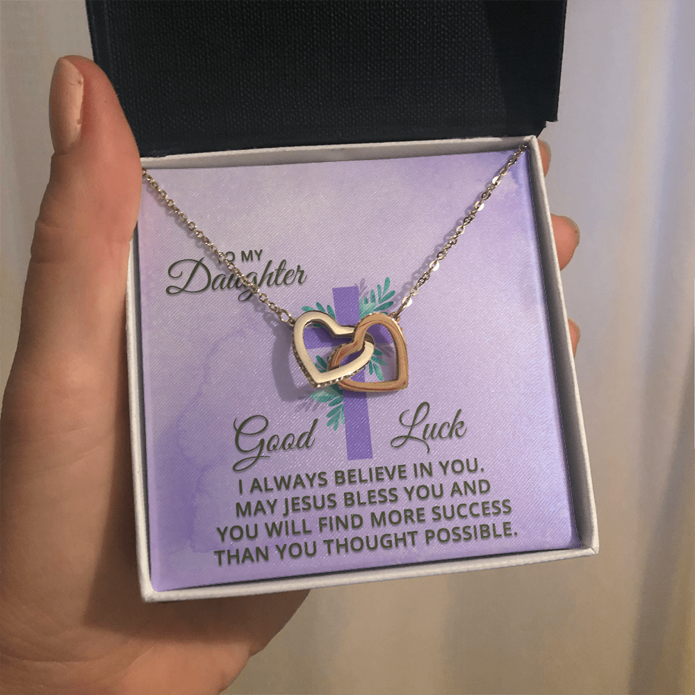 Interlocking Hearts Necklace : To MY Daughter May Jesus Bless You