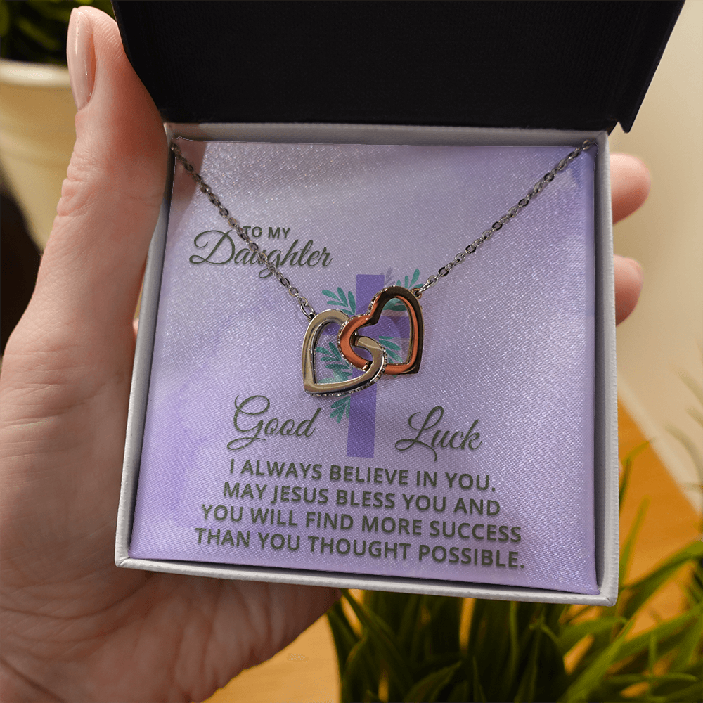 Interlocking Hearts Necklace : To MY Daughter May Jesus Bless You