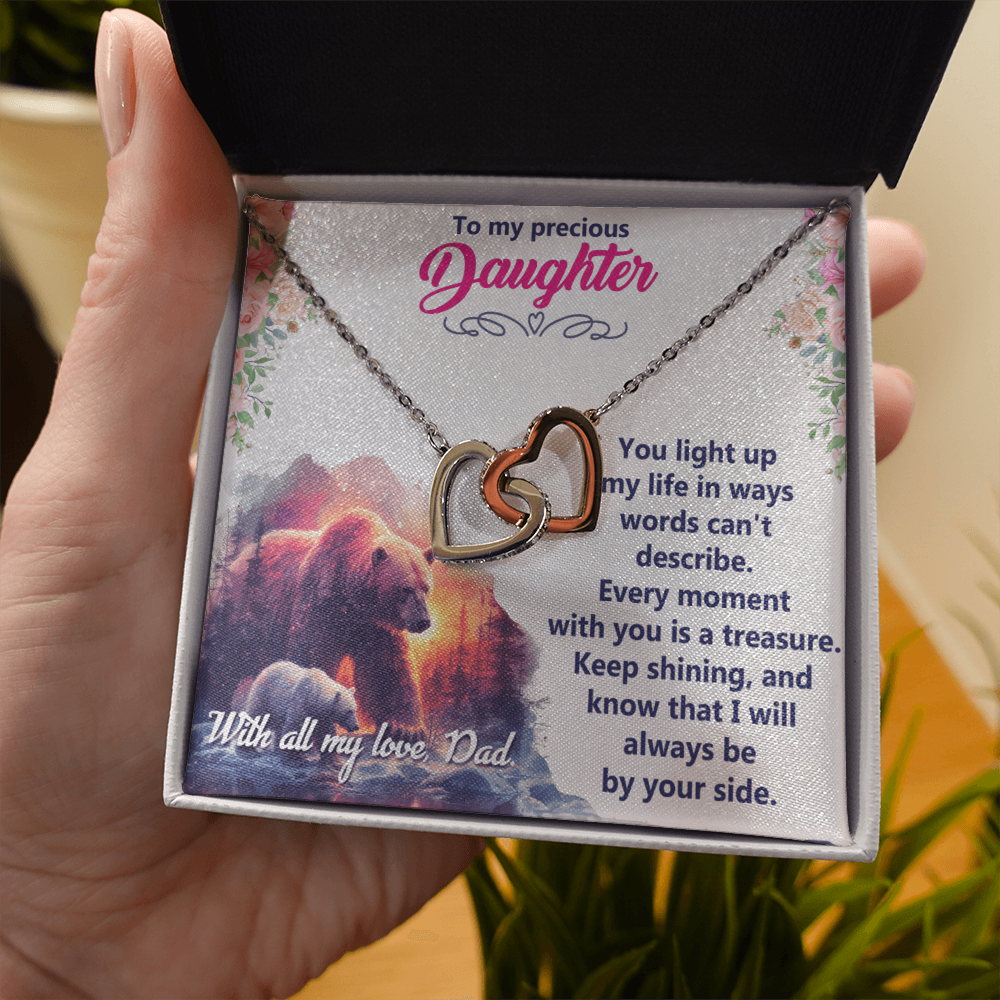 Interlocking Hearts Necklace:To My Precious Daughter With All My Love Dad