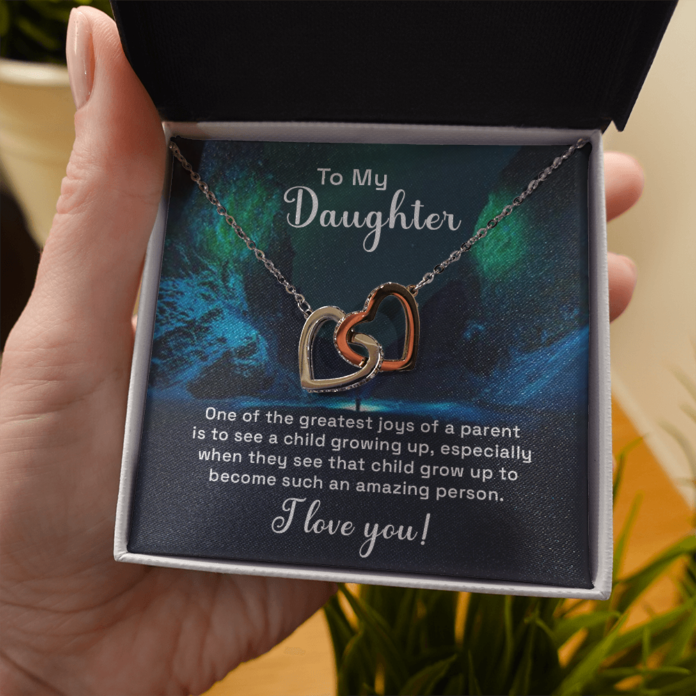 Interlocking Hearts Necklace : To My Daughter I Love You