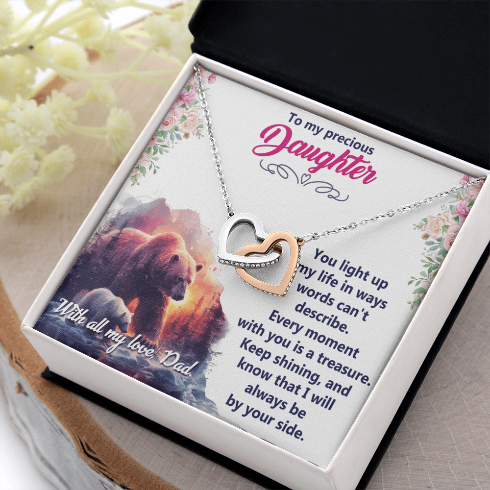 Interlocking Hearts Necklace:To My Precious Daughter With All My Love Dad