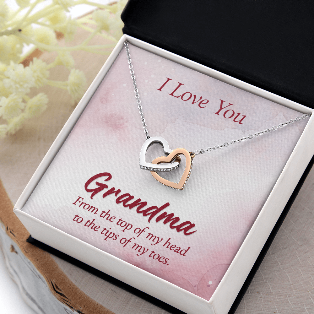 Interlocking Hearts Necklace :I Love You Grandma