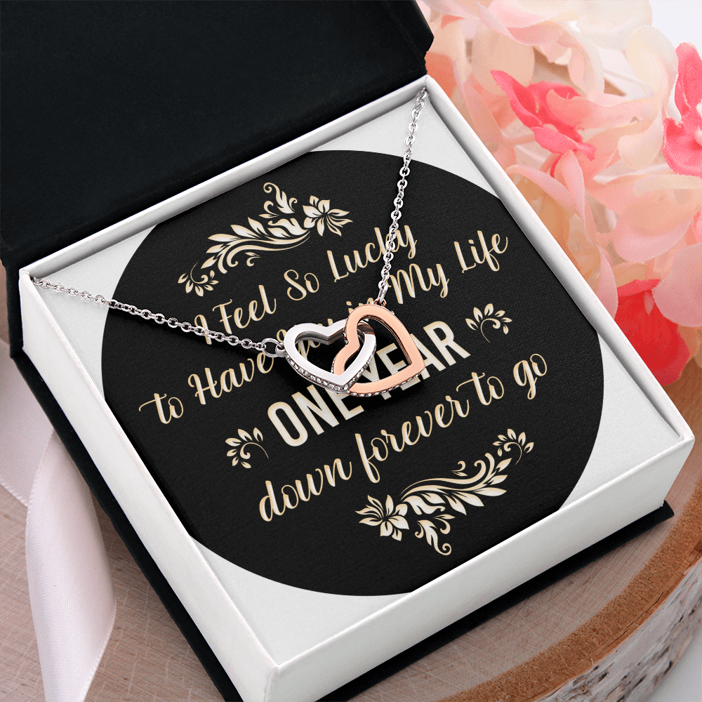 Interlocking Hearts Necklace: I Feel So Lucky To Have You