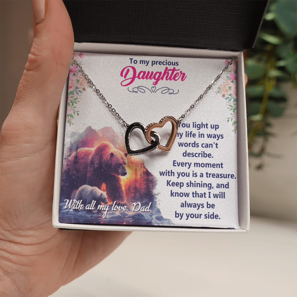 Interlocking Hearts Necklace:To My Precious Daughter With All My Love Dad