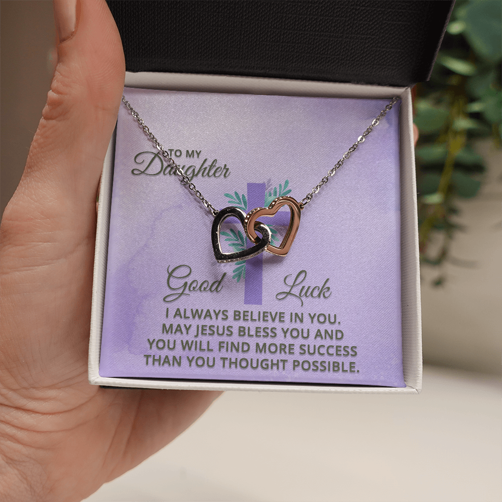 Interlocking Hearts Necklace : To MY Daughter May Jesus Bless You