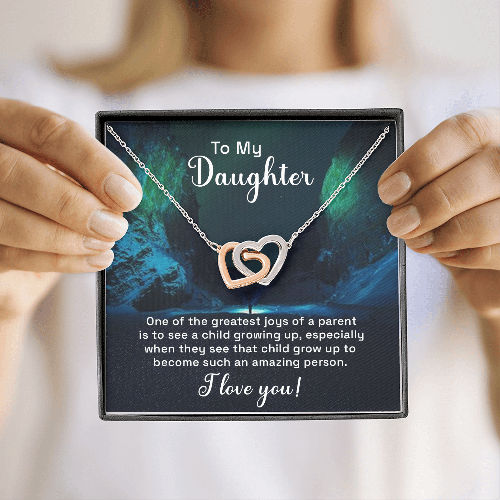 Interlocking Hearts Necklace : To My Daughter I Love You