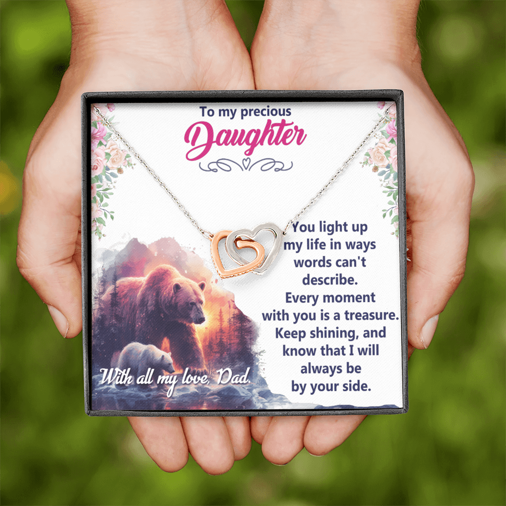 Interlocking Hearts Necklace:To My Precious Daughter With All My Love Dad