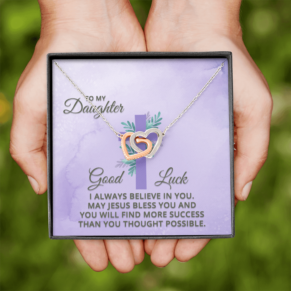 Interlocking Hearts Necklace : To MY Daughter May Jesus Bless You