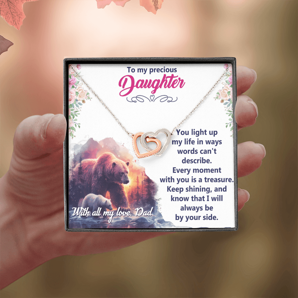 Interlocking Hearts Necklace:To My Precious Daughter With All My Love Dad