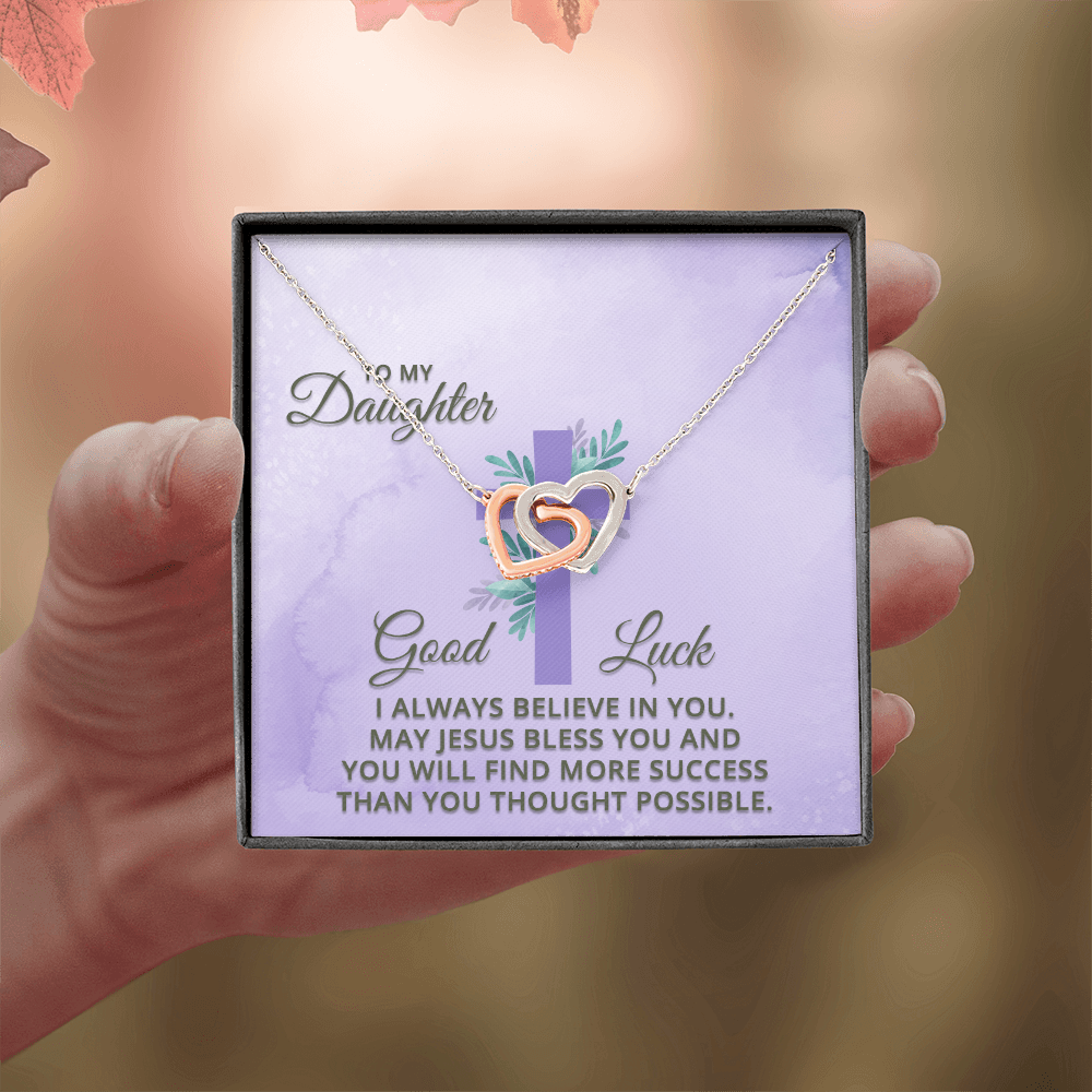 Interlocking Hearts Necklace : To MY Daughter May Jesus Bless You