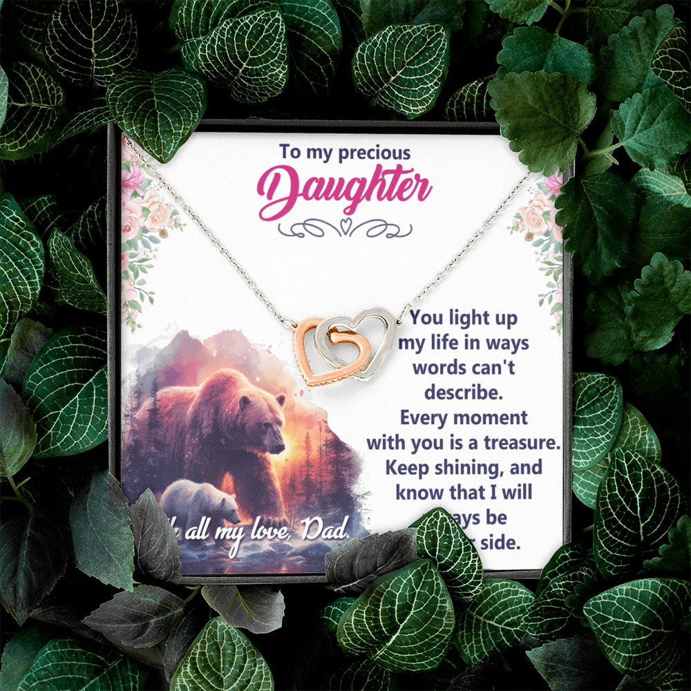 Interlocking Hearts Necklace:To My Precious Daughter With All My Love Dad