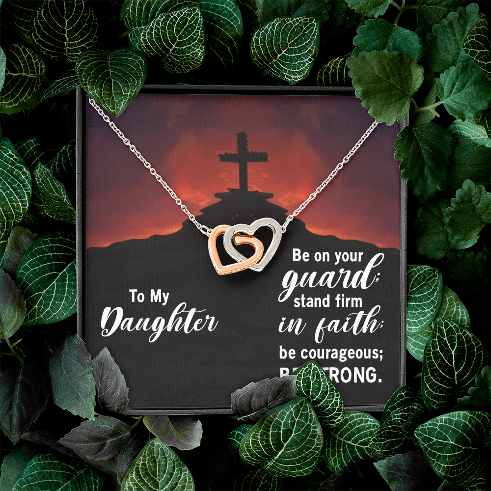 Interlocking Hearts Necklace : To My Daughter Be Strong