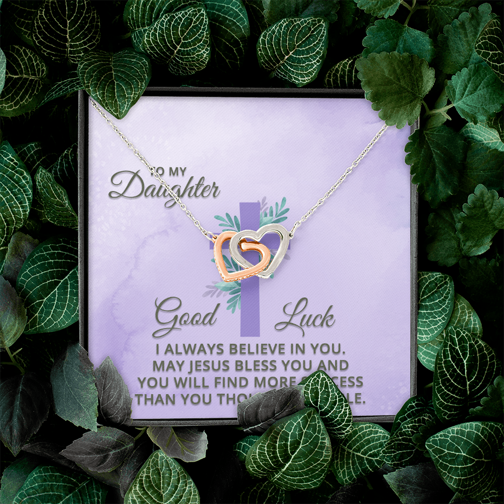 Interlocking Hearts Necklace : To MY Daughter May Jesus Bless You