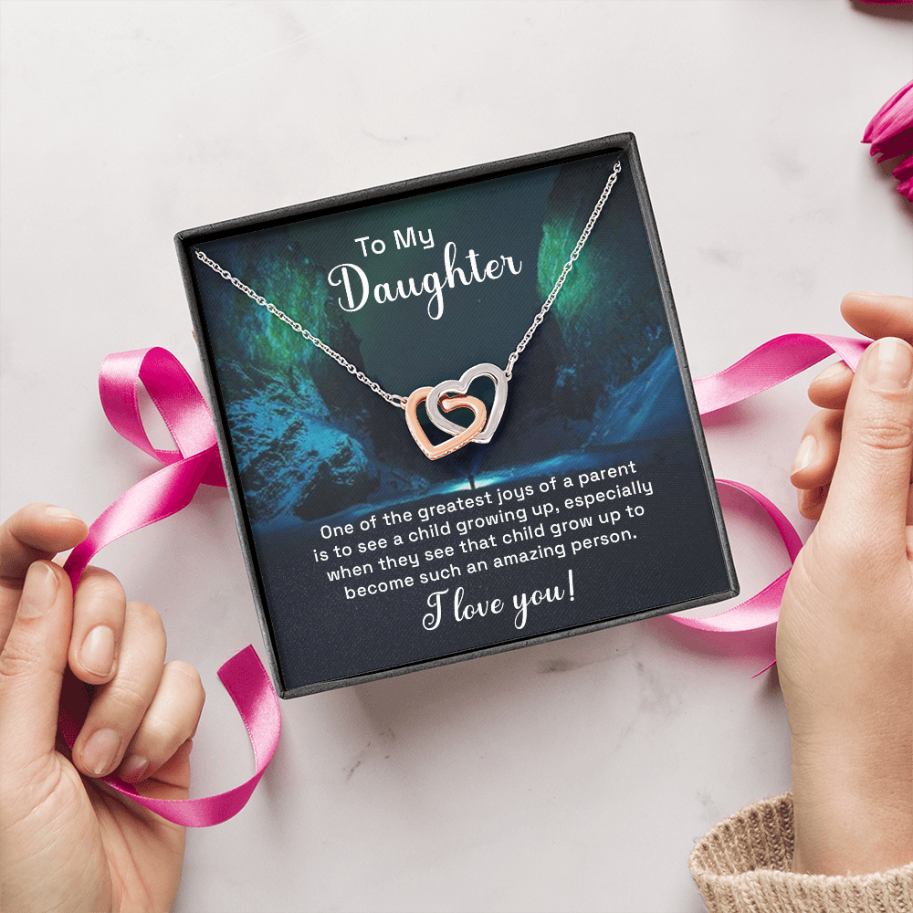 Interlocking Hearts Necklace : To My Daughter I Love You