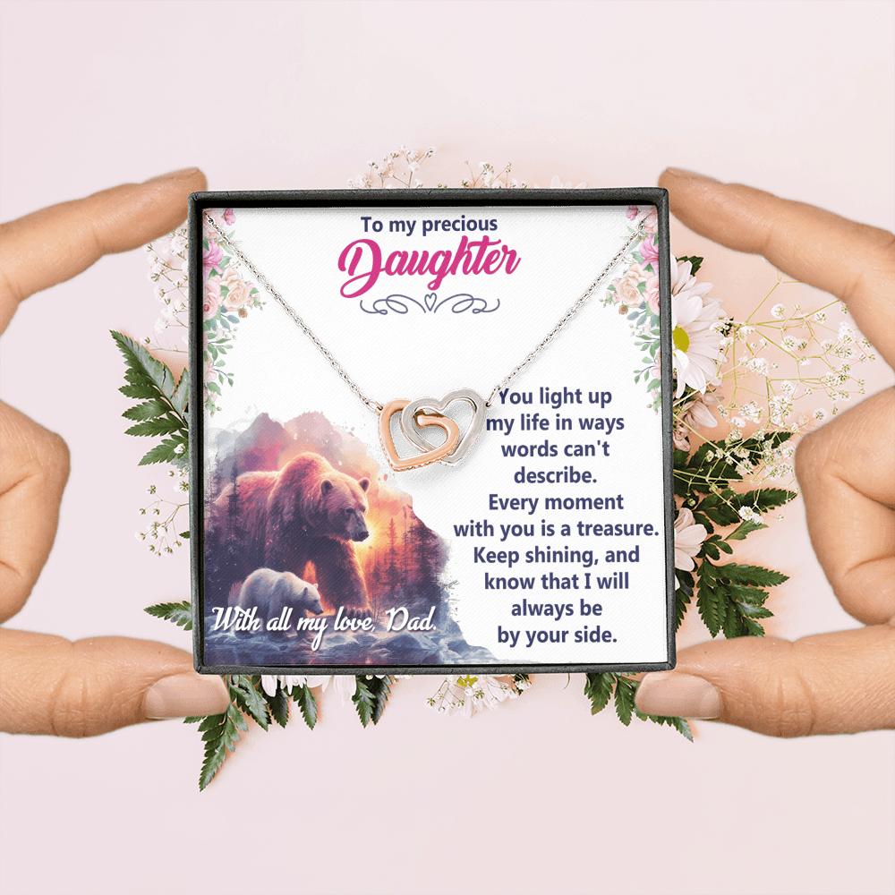Interlocking Hearts Necklace:To My Precious Daughter With All My Love Dad