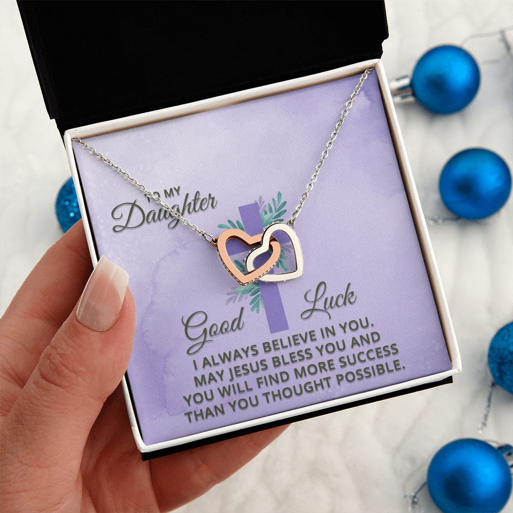 Interlocking Hearts Necklace : To MY Daughter May Jesus Bless You