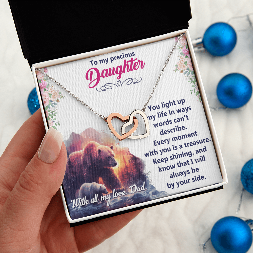 Interlocking Hearts Necklace:To My Precious Daughter With All My Love Dad