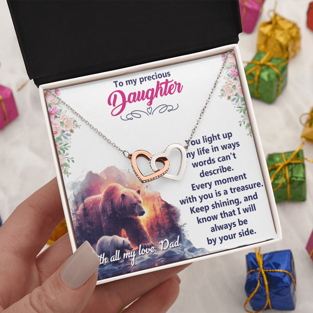 Interlocking Hearts Necklace:To My Precious Daughter With All My Love Dad