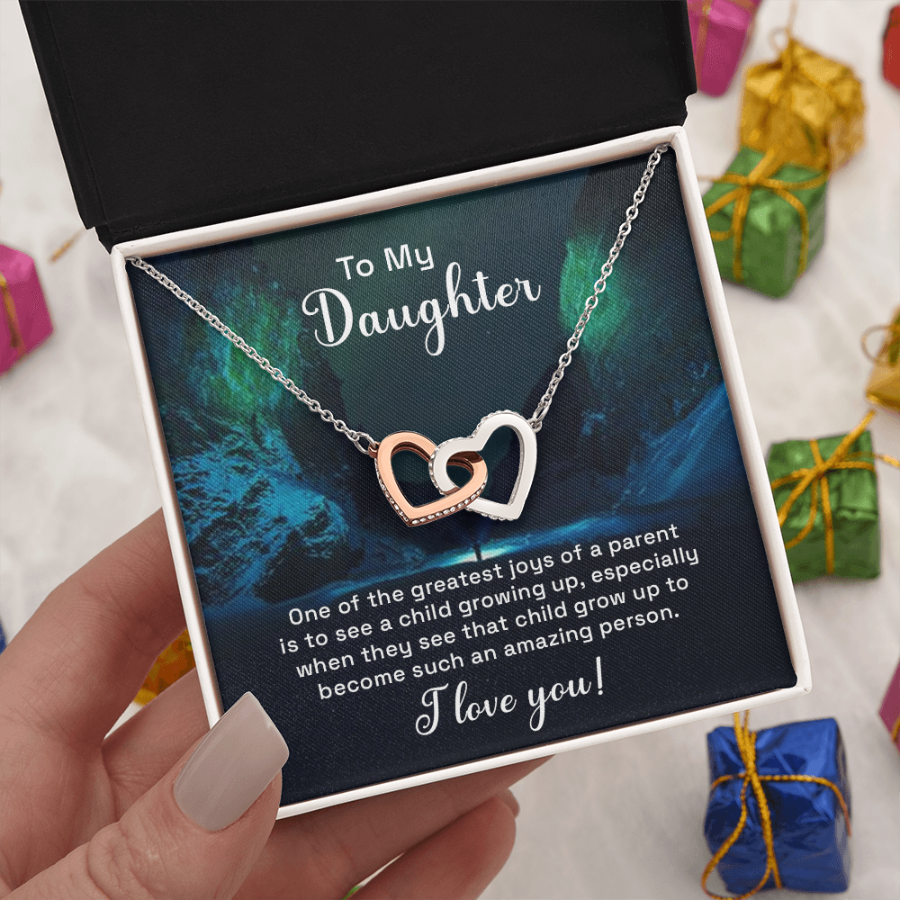 Interlocking Hearts Necklace : To My Daughter I Love You
