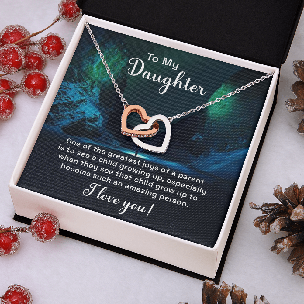 Interlocking Hearts Necklace : To My Daughter I Love You