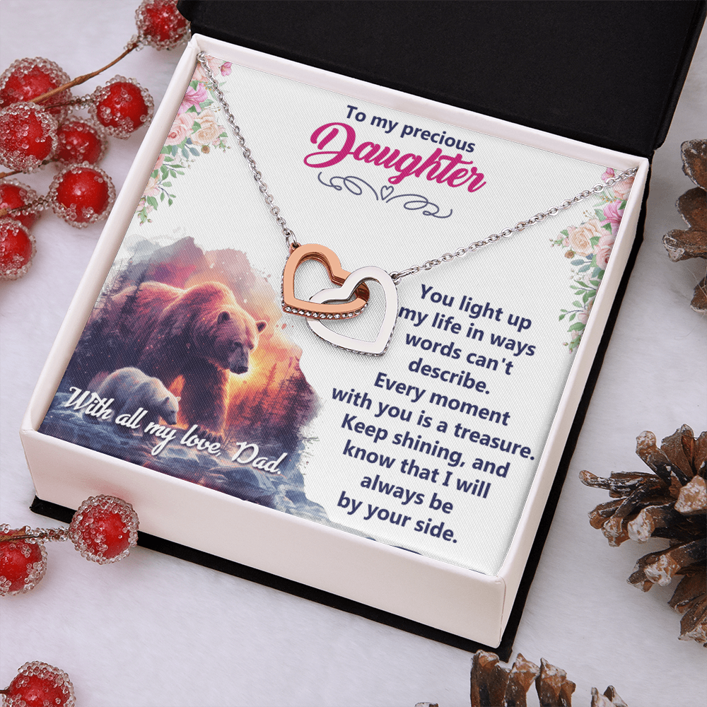 Interlocking Hearts Necklace:To My Precious Daughter With All My Love Dad
