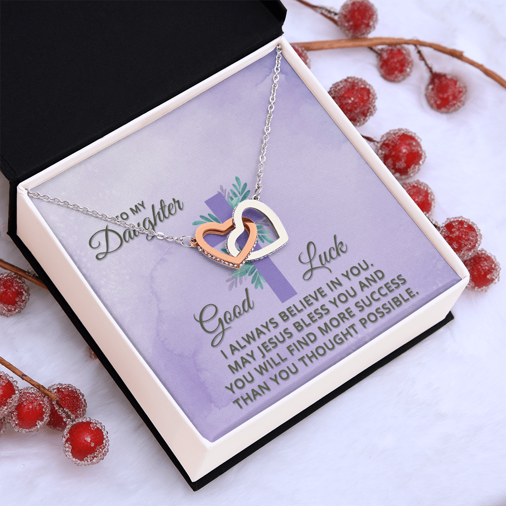 Interlocking Hearts Necklace : To MY Daughter May Jesus Bless You