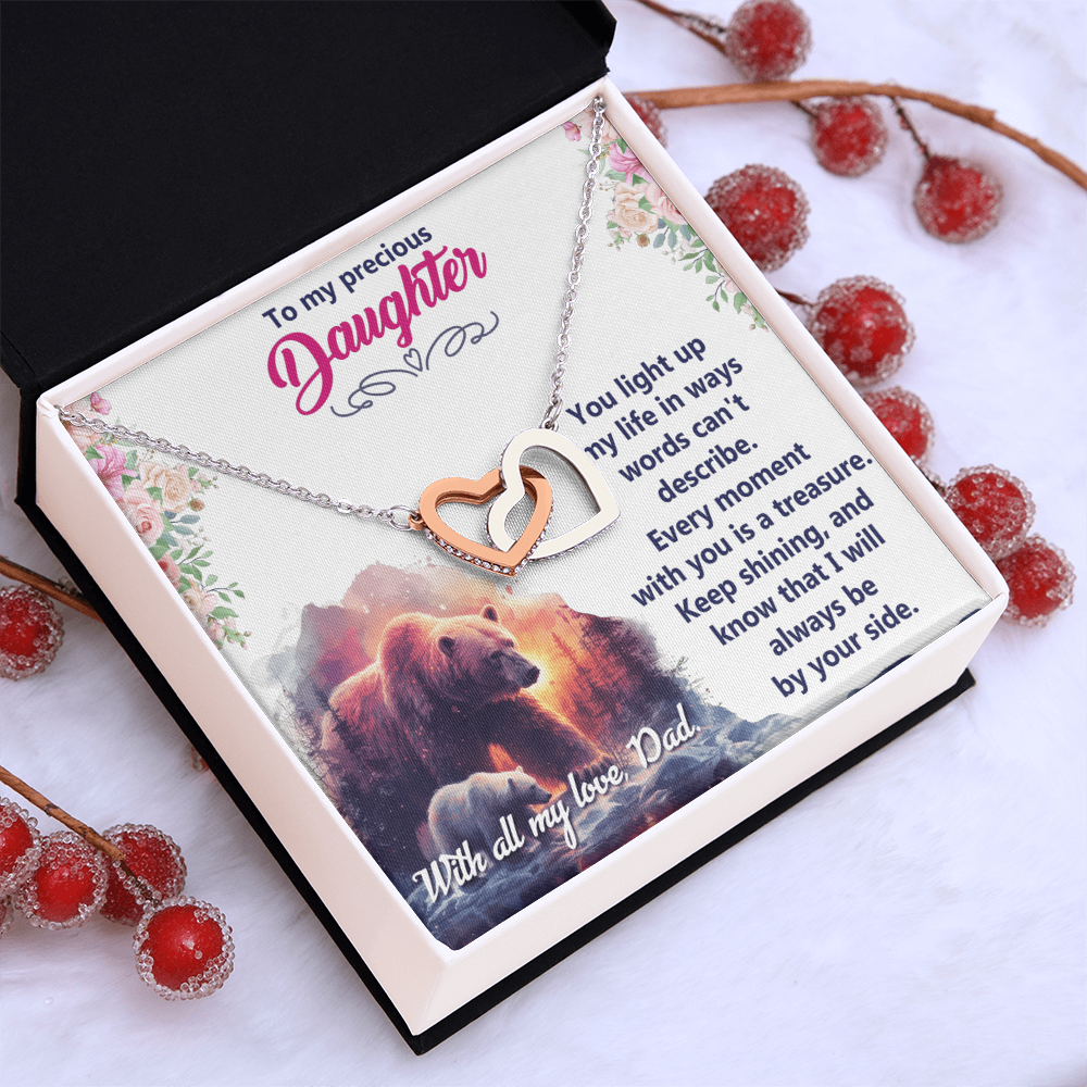 Interlocking Hearts Necklace:To My Precious Daughter With All My Love Dad