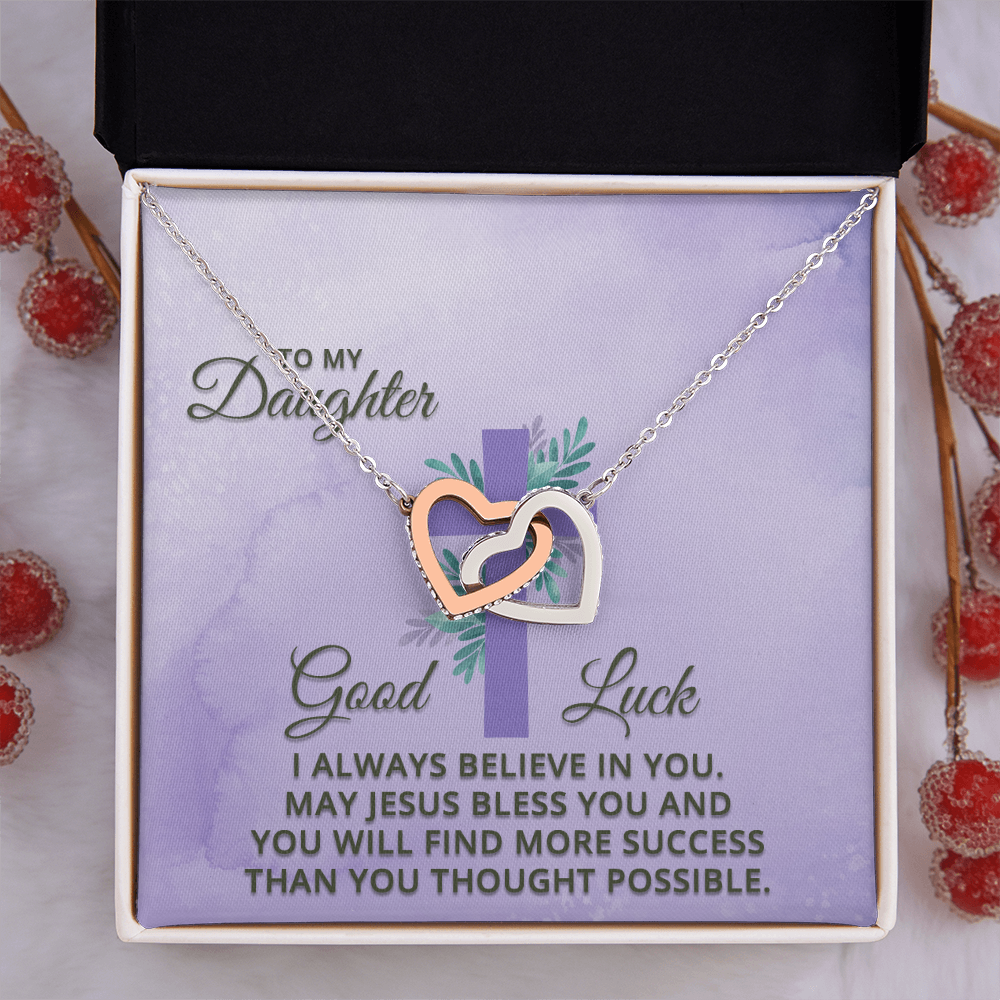 Interlocking Hearts Necklace : To MY Daughter May Jesus Bless You