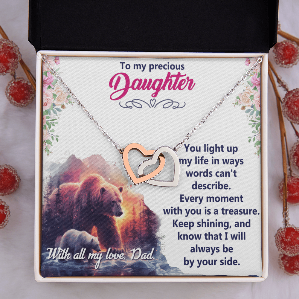 Interlocking Hearts Necklace:To My Precious Daughter With All My Love Dad